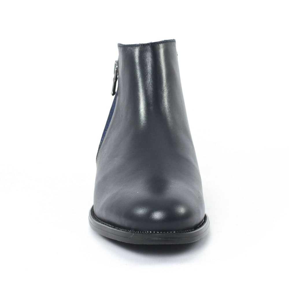 boots femme cuir bleu marine