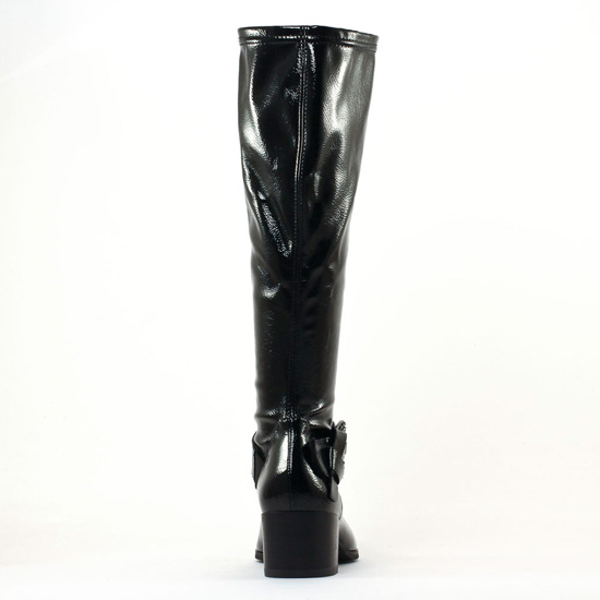 bottes stretch noir vernis mode femme automne hiver - Photo Produit 7