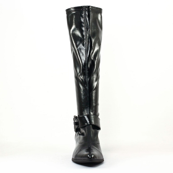 bottes stretch noir vernis mode femme automne hiver - Photo Produit 6