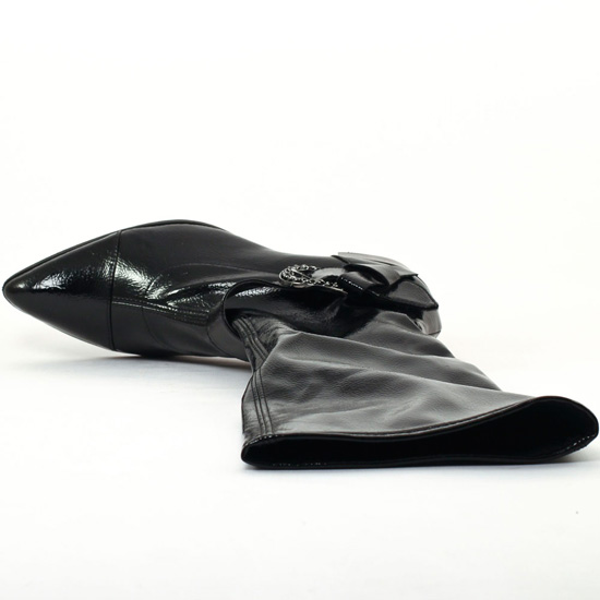 bottes stretch noir vernis mode femme automne hiver - Photo Produit 4