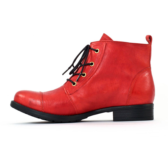 bottines à lacets rouge mode femme automne hiver - Photo Produit 3
