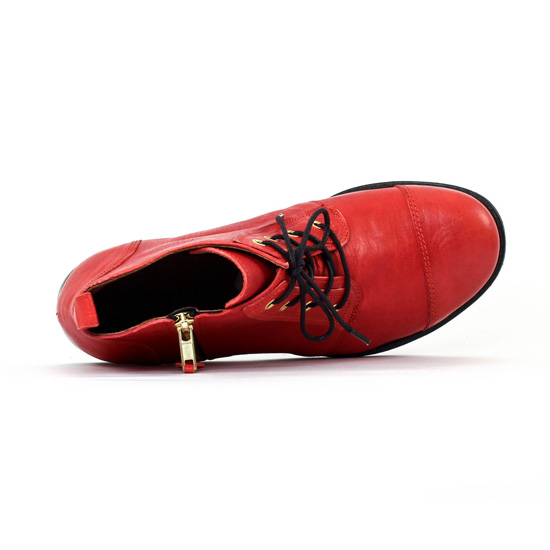 bottines à lacets rouge mode femme automne hiver - Photo Produit 4