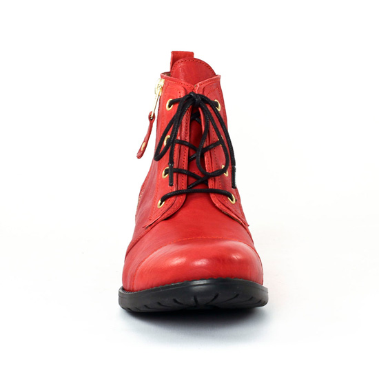 bottines à lacets rouge mode femme automne hiver - Photo Produit 6