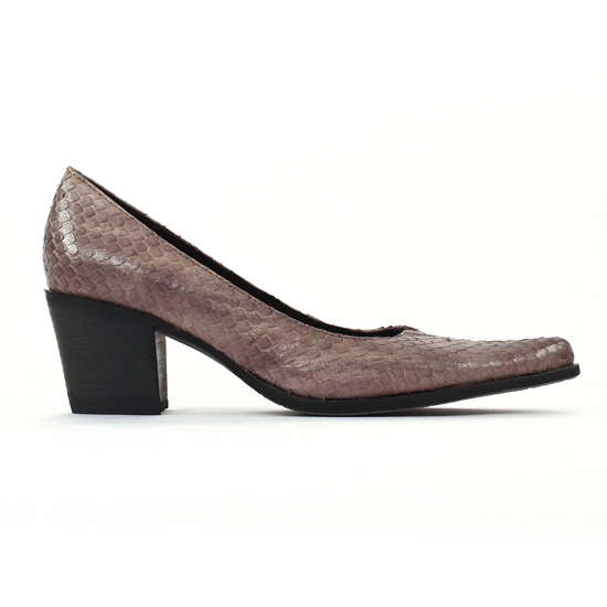 escarpins à talon carré gris taupe mode femme automne hiver - Photo Produit 2
