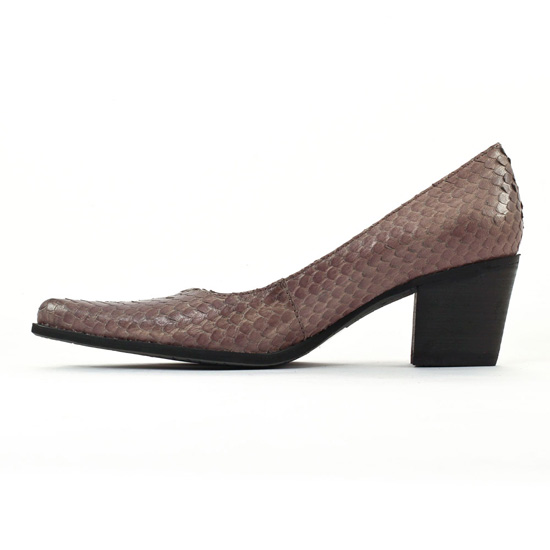 escarpins à talon carré gris taupe mode femme automne hiver - Photo Produit 3