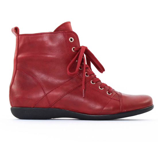 bottines à lacets rouge mode femme automne hiver - Photo Produit 2