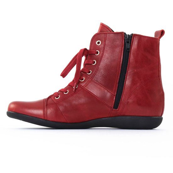 bottines à lacets rouge mode femme automne hiver - Photo Produit 3