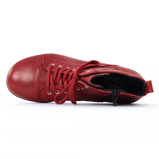 bottines à lacets rouge mode femme automne hiver - Photo Produit 4