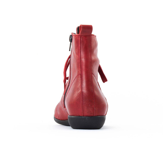 bottines à lacets rouge mode femme automne hiver - Photo Produit 7