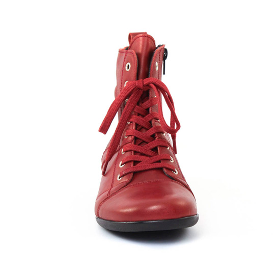 bottines à lacets rouge mode femme automne hiver - Photo Produit 6