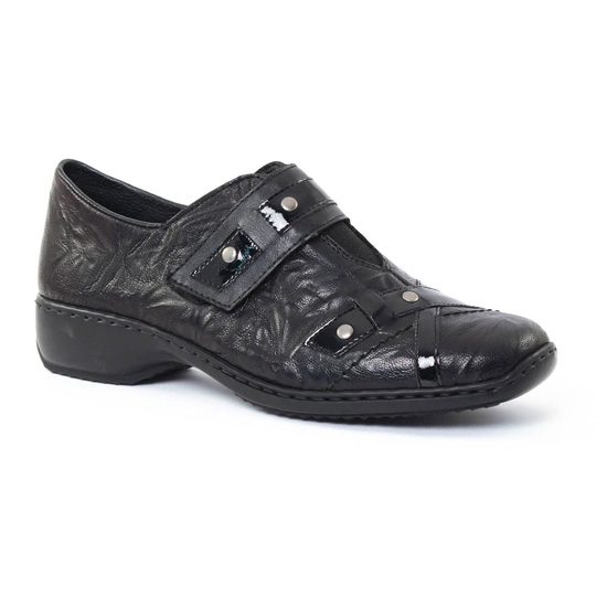 Mocassins Rieker L3863 Noir, vue principale de la chaussure femme