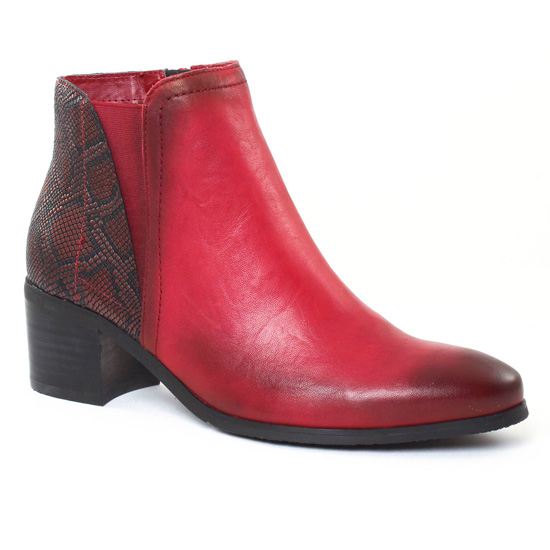 Bottines Et Boots Fugitive Lorna Nappa Rouge Snake Rouge, vue principale de la chaussure femme