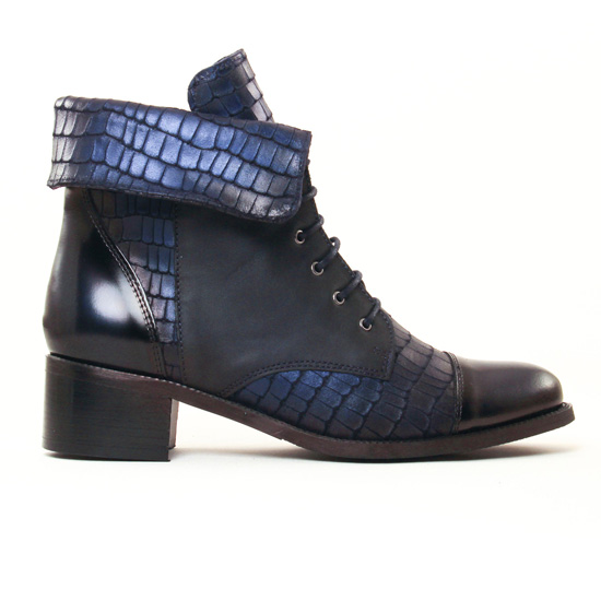 bottines à lacets bleu marine mode femme automne hiver - Photo Produit 2