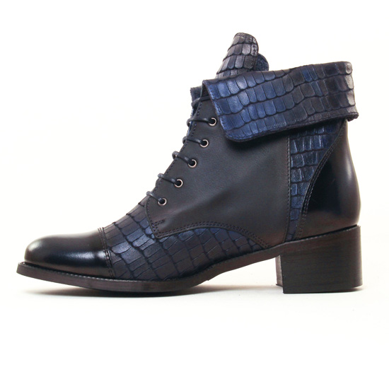 bottines à lacets bleu marine mode femme automne hiver - Photo Produit 3