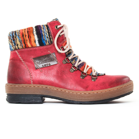 bottines à lacets rouge mode femme automne hiver - Photo Produit 2