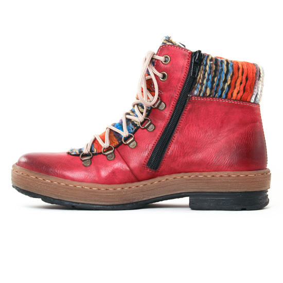 bottines à lacets rouge mode femme automne hiver - Photo Produit 3
