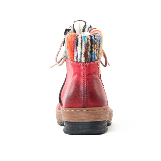 bottines à lacets rouge mode femme automne hiver - Photo Produit 7