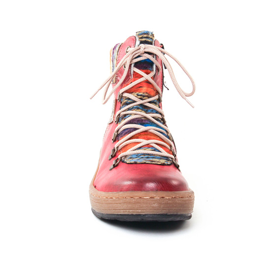 bottines à lacets rouge mode femme automne hiver - Photo Produit 6