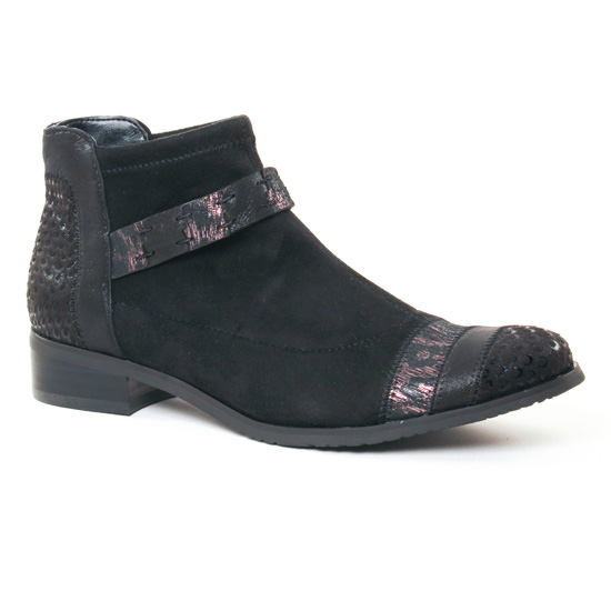 Bottines Et Boots Fugitive Rebus Velours Noir, vue principale de la chaussure femme