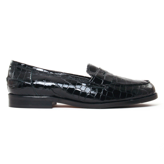 mocassins croco noir mode femme automne hiver - Photo Produit 2