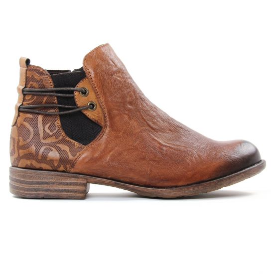 boots élastiquées marron doré mode femme automne hiver - Photo Produit 2