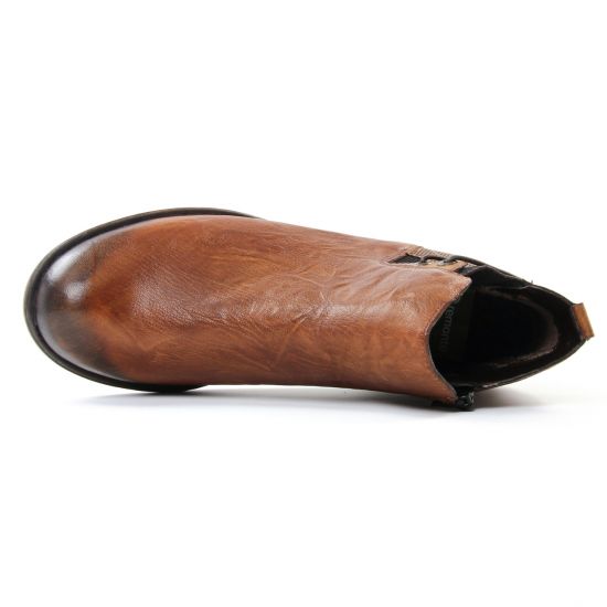 boots élastiquées marron doré mode femme automne hiver - Photo Produit 4
