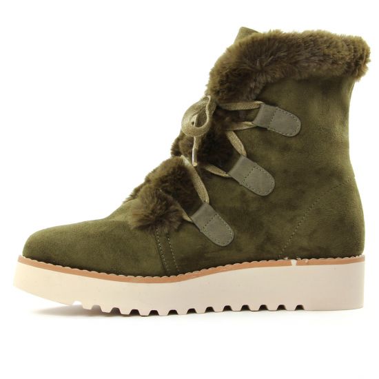 boots fourrées kaki mode femme automne hiver - Photo Produit 3