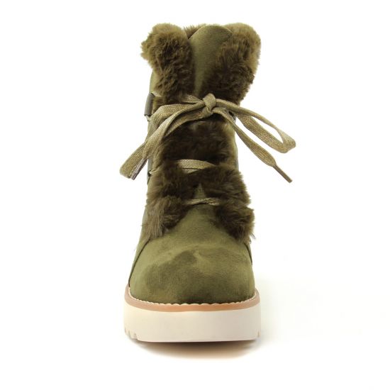 boots fourrées kaki mode femme automne hiver - Photo Produit 5