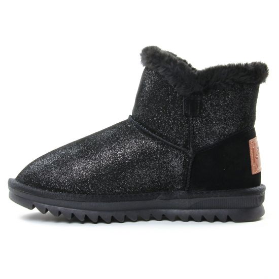 boots fourrées noir argent mode femme automne hiver - Photo Produit 3