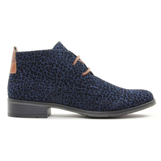 bottines à lacets bleu léopard mode femme automne hiver - Photo Produit 2