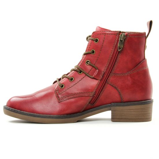 bottines à lacets rouge bordeaux mode femme automne hiver - Photo Produit 3