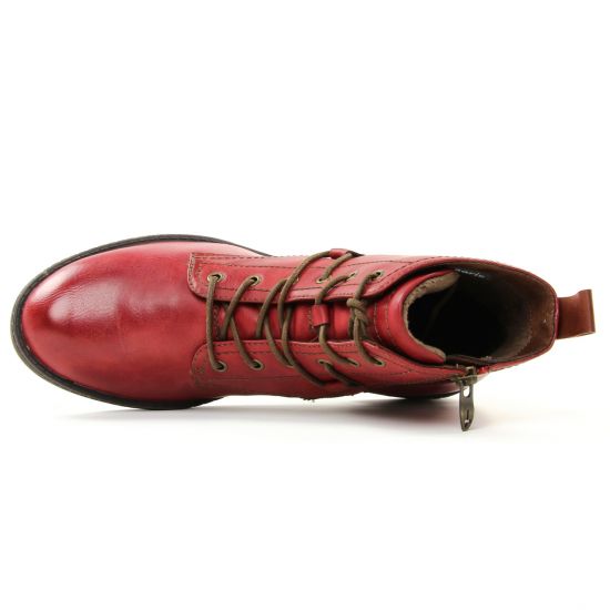 bottines à lacets rouge bordeaux mode femme automne hiver - Photo Produit 4