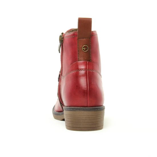 bottines à lacets rouge bordeaux mode femme automne hiver - Photo Produit 7