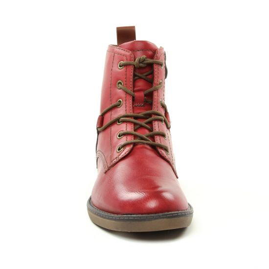 bottines à lacets rouge bordeaux mode femme automne hiver - Photo Produit 6