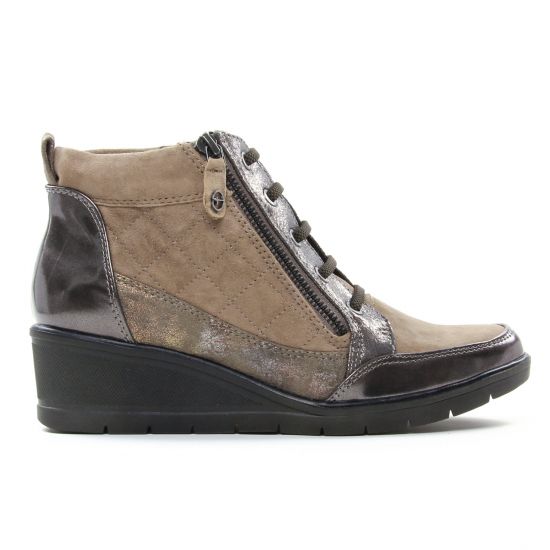 bottines à lacets beige doré mode femme automne hiver - Photo Produit 2