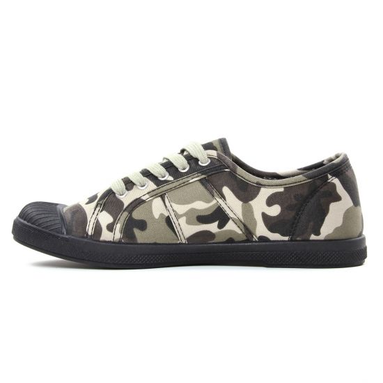 tennis toile beige vert mode femme automne hiver - Photo Produit 3