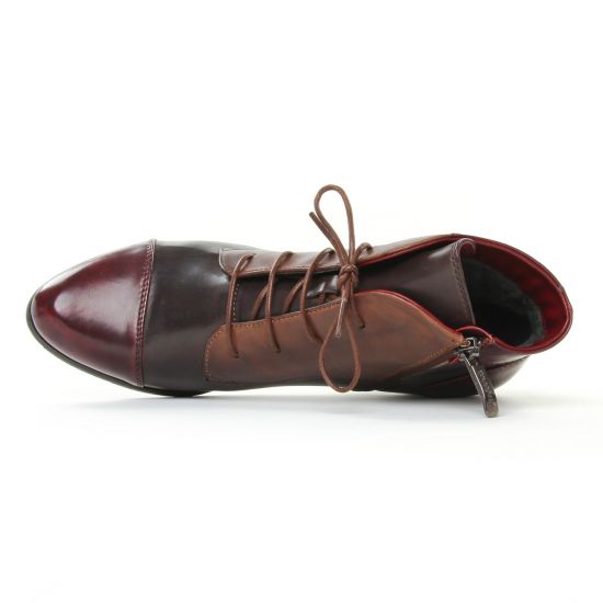 bottines à lacets bordeaux multi mode femme automne hiver - Photo Produit 4