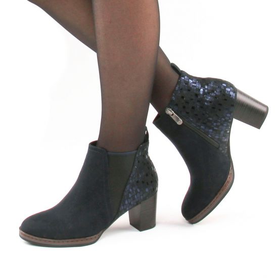 boots élastiquées bleu marine mode femme automne hiver - Photo Produit 7