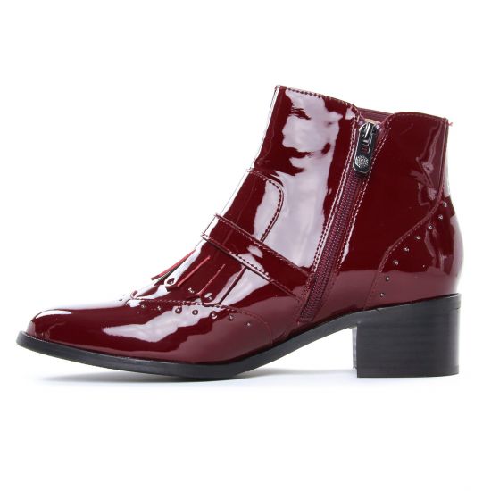 boots élastiquées bordeaux mode femme automne hiver - Photo Produit 3