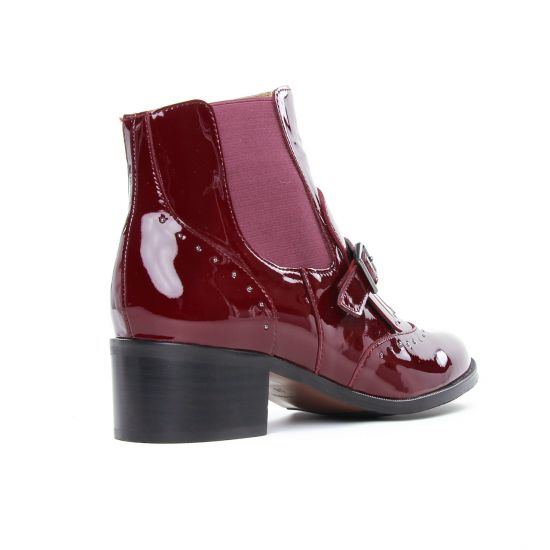 boots élastiquées bordeaux mode femme automne hiver - Photo Produit 7