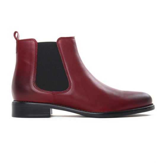 boots élastiquées bordeaux mode femme automne hiver - Photo Produit 2