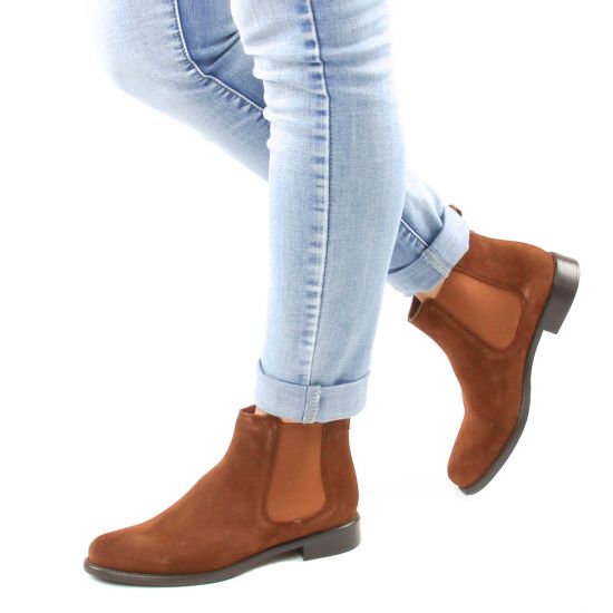 boots élastiquées marron mode femme automne hiver - Photo Produit 8