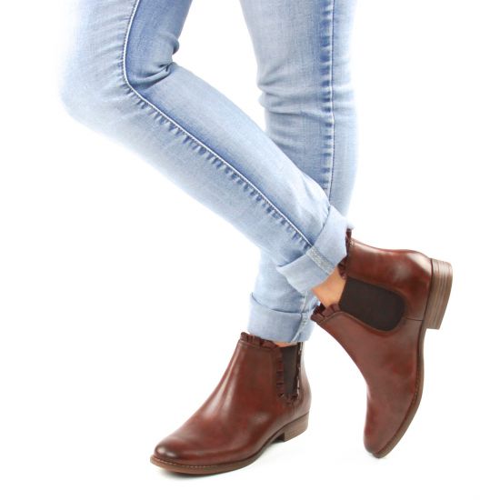 boots élastiquées marron mode femme automne hiver - Photo Produit 8