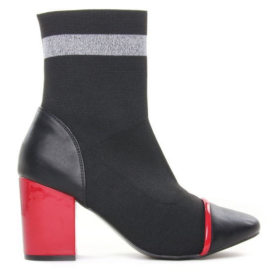boots élastiquées noir rouge mode femme automne hiver - Photo Produit 2