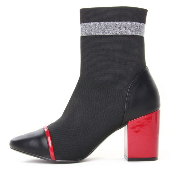 boots élastiquées noir rouge mode femme automne hiver - Photo Produit 3