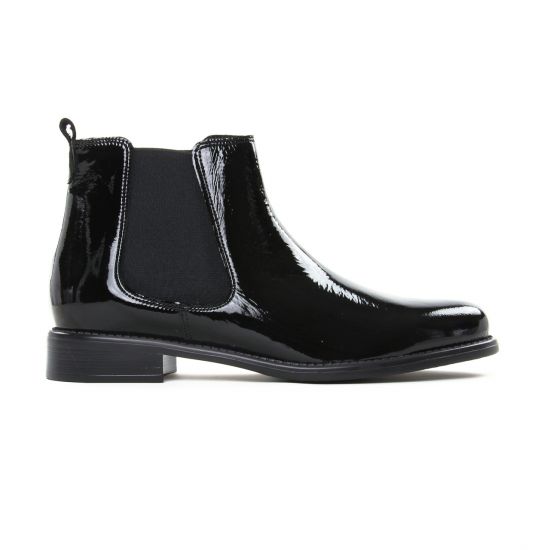 boots élastiquées noir vernis mode femme automne hiver - Photo Produit 2