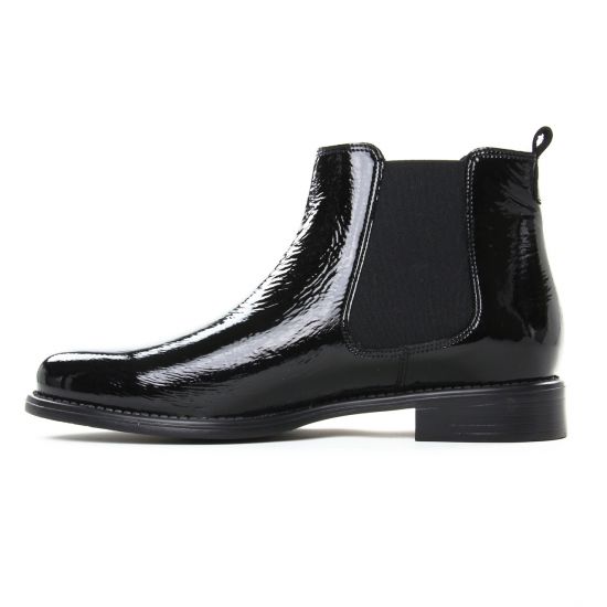 boots élastiquées noir vernis mode femme automne hiver - Photo Produit 3