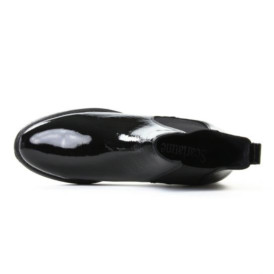 boots élastiquées noir vernis mode femme automne hiver - Photo Produit 4