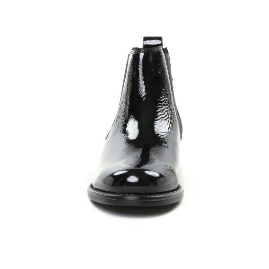 boots élastiquées noir vernis mode femme automne hiver - Photo Produit 6