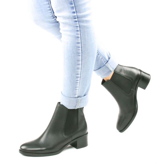 boots élastiquées noir mode femme automne hiver - Photo Produit 8